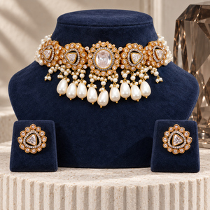 Juego de Collar y Pendientes de Perlas CZ Trillion de Calidad Premium, Suministro al por Mayor - Product Image 1