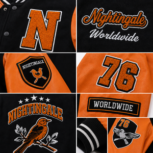 Chaqueta Varsity Corta Personalizada OEM con Mangas de Cuero Genuino, Parches de Chenilla y Bordado para Hombre - Product Image 5