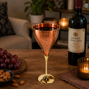 Engraved Copper <b>Wine</b> <b>Goblet</b> 200ml Two Tone Gold Stem Long Stemmed Metal <b>Wine</b> Glass For Wedding Party Bar Dining - Product Image 4