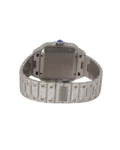 Montre de luxe pour homme en acier inoxydable, boîtier carré, mouvement mécanique ETA, cadran en cristal saphir, chiffres romains analogiques, bouton poussoir caché - Product Image 4