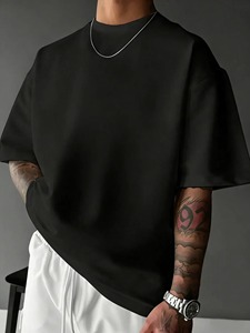 Custom Heavyweight Men's Regular Fit <b>White</b> <b>T</b>-<b>Shirt</b> 100% Cotton Formal 300GSM O-Neck Anti-Wrinkle Anti-Shrink Casual wear outfit - Product Image 3