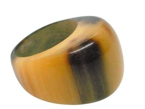 Anillos de Cuerno con Forma Ovalada con Cautivadoras Rayas Negras y Marrones, Anillo de Cuerno de Búfalo para Mujeres y Hombres, Artesanía Natural - Product Image 2