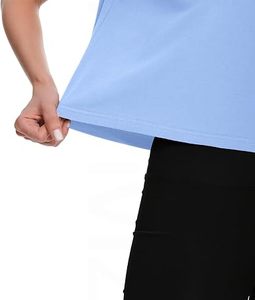 Sexy Women's Light Blue <b>Cropped</b> T-Shirt Short Sleeve Gym <b>Top</b> Solid Color Box Fit Style - Product Image 4