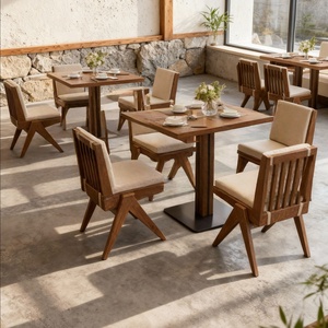 Conjunto de Muebles Comerciales para Cafetería, Restaurante de Postres, Tienda de Té con Leche: Asientos de Barra en Línea de Madera Maciza, Mesa, Silla y Sofá - Product Image 4