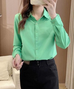 Nueva Blusa Ecológica para Mujer, Casual, de Manga Larga, Ajustada, de Color Sólido, con Botones al Frente, para Primavera, Verano y Otoño - Product Image 3