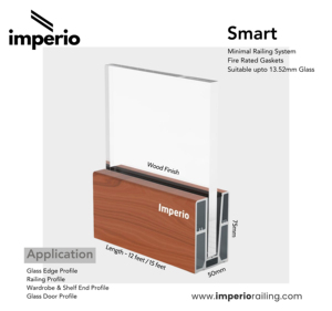 Système de railings Imperio Smart Base C75 en aluminium noir/argent/champagne et finition bois - Product Image 4