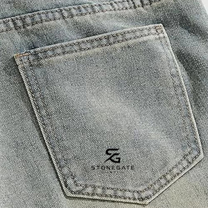 Shorts en jean droits pour hommes, taille haute, style streetwear décontracté, 100 % coton, délavés, pour l'été 2026 - Product Image 6