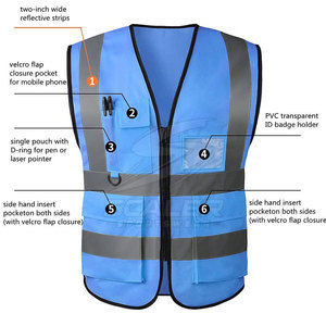 Chaleco de seguridad con logotipo personalizado disponible, con diseño reflectante brillante para la construcción y seguridad vial - Product Image 2
