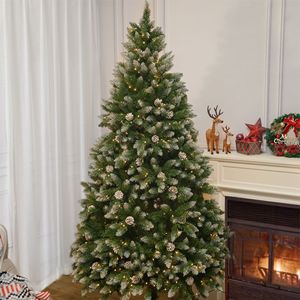 6FT Snow-Frosted Christmas <b>Tree</b> with Pine Cones and 400 Warm White <b>LED</b> <b>Lights</b> Christmas Decorations Product - Product Image 5