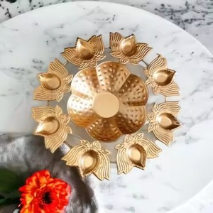 Glossy Finish Metal Urli Bowl Floating Diya Water Bowl Flower Urli for <b>Temple</b> Decoration - Product Image 6