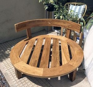 Sofá Redondo Moderno para Relajarse al Aire Libre, Hecho de Madera de Teca con Cojines, para Terraza de Jardín de Villa u Hotel - Product Image 3