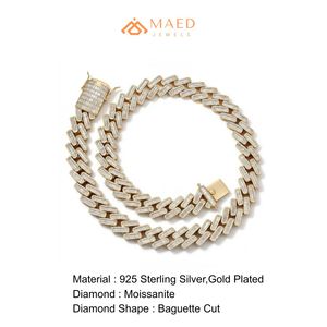 Collier en Moissanite Plaqué Or 18K, Chaîne Maille Cubaine, Bijoux Tendance pour Femmes et Hommes, Style Moderne, Chaîne Fine de Type New York City - Product Image 6