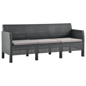 Grand ensemble de salon de jardin en polypropylène anthracite avec aspect rotin, collection de meubles d'extérieur haut de gamme - Product Image 4