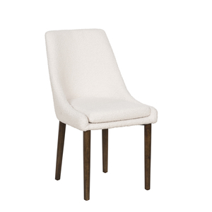 Chaise de salle à manger rembourrée moderne avec pieds en bois, tissu microfibre blanc, design contemporain, mobilier pour la maison - Product Image 1
