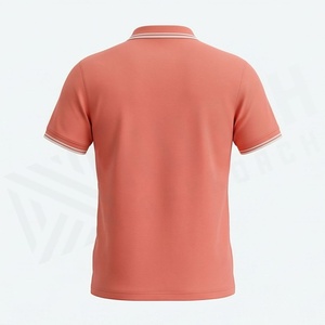 Polo à manches courtes pour homme en corail, couleur unie, tricot piqué, respirant, design décontracté - Product Image 2