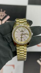 Reloj de Pulsera de Cuarzo para Hombre, de Lujo, en Acero Inoxidable, con Esfera Romana, Cristal con Incrustaciones de Diamantes, 41 mm, Resistente al Agua - Product Image 4