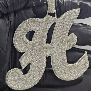 Luxury Moissanite Letter A Pendant <b>Necklace</b> Iced Out Hip Hop Jewelry <b>Silver</b> Statement Charm Gift for Men Women - Product Image 1