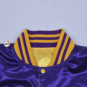 Lincoln Mens Satin Jacket Purple Yellow Satin Full Sleeve Letter Printing Turn-<b>down</b> Collar Regular Length High Quality Jackets - Product Image 5