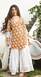 Nuevo Conjunto de Kurti de Algodón con Cuello en V y Manga Larga, Estilo Línea A, Largo hasta el Suelo, para Mujer, Verano 2024 - Product Image 5