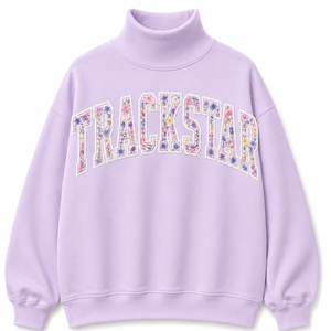เสื้อสเวตเชิ้ตผ้าฝ้ายฟลีซคอเต่าสีเทาเฮเธอร์ทรงโอเวอร์ไซส์สำหรับผู้หญิง ตกแต่งด้วยตัวอักษร Trackstar Monochrome แบบปัก  สำหรับฤดูหนาว - Product Image 4