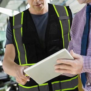 เสื้อกั๊กนิรภัยแบบ OEM บริการซิปด้านหน้า ไม่มีแขน คอตั้ง กระเป๋าหน้าลึก - Product Image 4