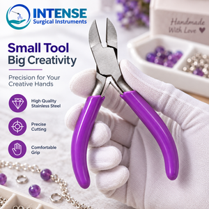 Alicates de corte lateral profesionales para joyería, cortador de alambre de acero inoxidable, mango morado, herramienta para manualidades con cuentas, instrumento quirúrgico de alta resistencia - Product Image 5