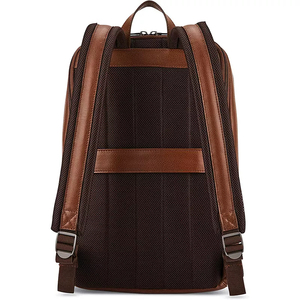 Brown Genuine Leather <b>Laptop</b> <b>Backpack</b> Minimalist Style Water Resistant Unisex Shoulder Straps Zipper Closure 20-39L Capacity - Product Image 4