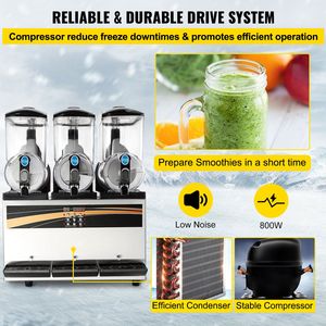 Commercial 1200W Stainless Steel Frozen Drink <b>Machine</b> 3x15L Tank Commercial Margarita Maker Temperature Adjustment for <b>Ice</b> <b>Cream</b> - Product Image 5
