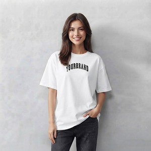 Camiseta de lujo para mujer, 100% algodón, 230GSM, hombros caídos, 2 colores, de alta calidad, al por mayor, personalizada. - Product Image 4