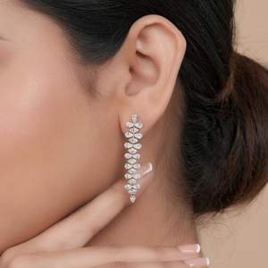 Pendientes Largos de Lujo con Diamantes Cultivados en Laboratorio, Diseño en Cascada, 4.49CT de Peso Total, Joyería Fina para Mujer - Product Image 1