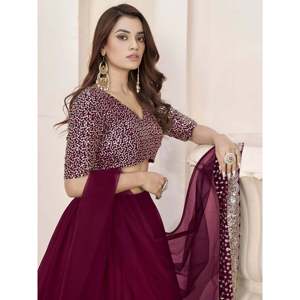 Charming Purple <b>Sequins</b> Georgette Engagement Wear Lehenga Choli for Women - Product Image 3