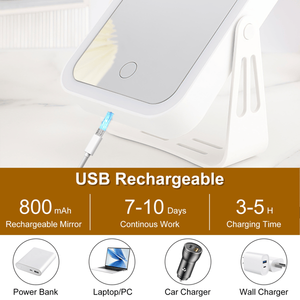Specchio da Trucco da Viaggio USB Ricaricabile con Ingrandimento 10X, LED e Sensore Touch Intelligente, 3 Modalità di Illuminazione, Doppio Lato - Product Image 4