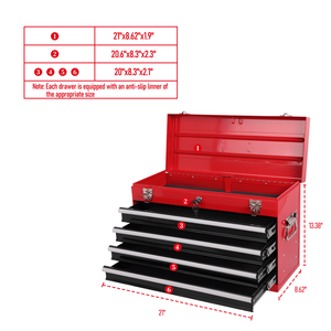 21-Inch Heavy Duty Portable Metal <b>Tool</b> <b>Box</b> with 4 Drawers <b>Small</b> <b>Tool</b> Chest with Ball Bearing Slides and EVA Liners - Product Image 6