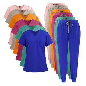Uniformes Médicos Elásticos, Conjuntos de Uniformes Unisex con Cuello en V y Manga Corta, Ropa de Hospital de Lona - Product Image 2