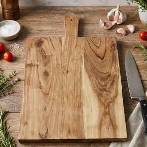 Tabla de cortar de madera de acacia hecha a mano con asa, 100% natural, gruesa y sólida, para cocina, modelo 2026 - Product Image 1