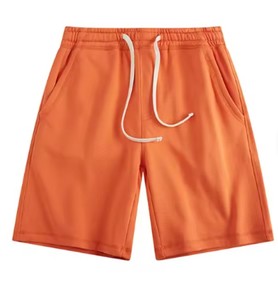 Men's High Vintage Sweat <b>Shorts</b> Knitted Mid Elastic Zipper Fly Casual Summer Loose-Fit Anti-Wrinkle Breathable Cotton Side - Product Image 2