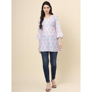 PARTY WEAR ALGODÓN ESTAMPADO DIGITAL SOLO TOP SKY - Product Image 1