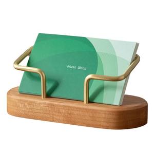 Portatarjetas de visita de madera, organizador de escritorio minimalista rectangular, suministros de oficina multiusos - Product Image 4