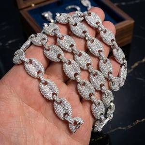 Cadena cubana de diamantes completa, chapada en oro sobre plata de ley S925 con diamantes de moissanita, cadenas finas de estilo hip hop en venta. - Product Image 3