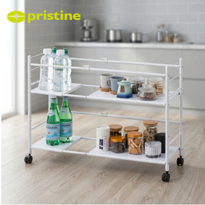 Carrito de Servicio Metálico Moderno de 2 Niveles, Resistente y Fácil de Limpiar, para Cocina y Sala de Estar, Contenedor de Alimentos - Product Image 5