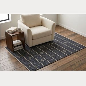 Tapis d'intérieur en coton tissé à la main, motif tribal noir à rayures, tissage plat, pour salon, chambre, hôtel, décoration intérieure - Product Image 6