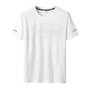 T-shirt décontracté à manches courtes pour homme, grande taille, été, fin, uni, anti-boulochage, séchage rapide, col rond, en tissu tricoté 180 grammes, vierge, taille US - Product Image 1