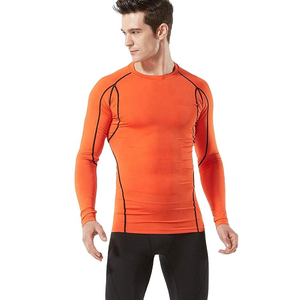 Camiseta de Compresión de Manga Larga Naranja para Hombre, Secado Rápido, Poliéster y Elastano, Ropa Interior para Entrenamiento en el Gimnasio - Product Image 1