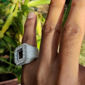 Moissanite Cluster Halo Engagement <b>Ring</b> 925 <b>Sterling</b> <b>Silver</b> Rhodium Plated Prong <b>Set</b> Brilliant Cut Hip Hop Style Bridal <b>Ring</b> - Product Image 2