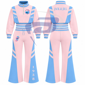 ชุดวอร์มผู้หญิงสีชมพูและสีฟ้า แบรนด์ Jack And Jill Of America แขนยาว ซิปครึ่งตัว กางเกงจ็อกเกอร์แบบมีเชือกผูก เหมาะสำหรับใส่เล่นกีฬาและลำลอง - Product Image 3