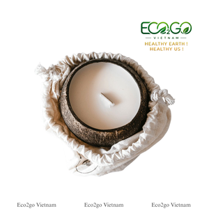 Vente en gros Eco2go Vietnam : Bougie parfumée en cire de coco naturelle et écologique, dans un bol en coque de coco, pour les fêtes, avec logo personnalisé, directement de l'usine - Product Image 1
