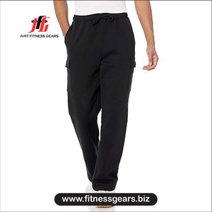 Pantalon de survêtement bleu marine pour homme, taille élastique avec cordon de serrage, décontracté, poches latérales, en coton tricoté, poids moyen, pour l'automne - Product Image 2