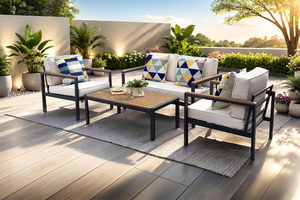 SF00048 Direct factory in Viet Nam Modern Acacia Wood Aluminum Set with <b>Cushions</b> for Indoor/Outdoor Use in Villa Garden - Product Image 1
