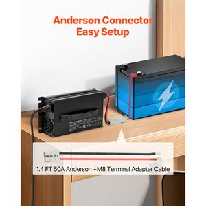 Caricabatterie al litio 12V 40A con cassa in alluminio 14.6V AC DC LiFePO4 Smart per connettore Anderson, indicatore LED, attivazione a 0V - Product Image 6