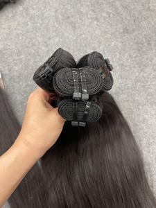 Extensions de cheveux naturels lisses en gros, 100 % cheveux humains bruts vietnamiens, qualité double drawn, cuticules alignées - Product Image 2